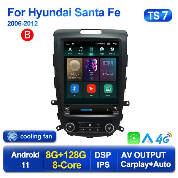 CarPlay Auto Car DVD Radio Multimedia Video Player para Hyundai Santafe 2006-2012 Receptor de tela GPS de GPS estéreo Tesla