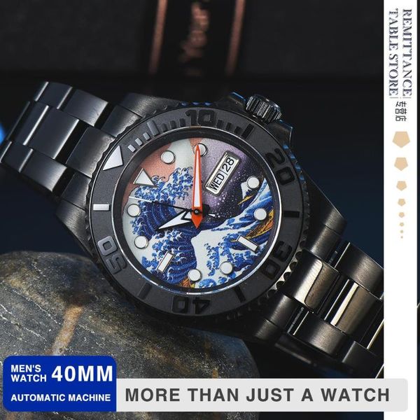 Нарученные часы parnsrpe-40 мм роскошные NH36A Sport Yacht Celebrity Автоматические механические часы сапфировые хрустальные матовые мужчины