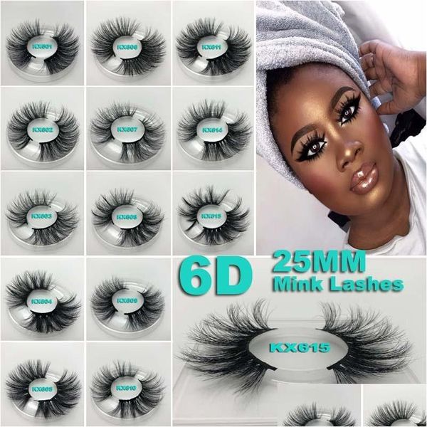 Cílios falsos cílios 3d Mink Eyelash 25mm 5d Natural Big Volumn Volumn Luxury Makeup Dramatic Lashes Drop Deliver