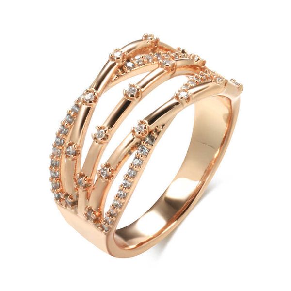 Ringas de banda Kinel Novo Creative Creative 585 Rose Gold Mulheres Anéis Micro-Taxra