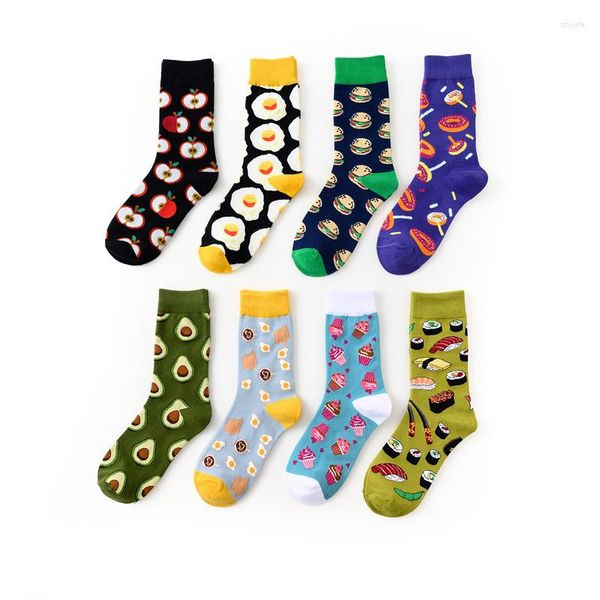 Frauen Socken Dessert Lebensmittel Serie Kreative Avocado Muster In-rohr Baumwolle Damen Trendy Paar Weibliche Lange Röhre