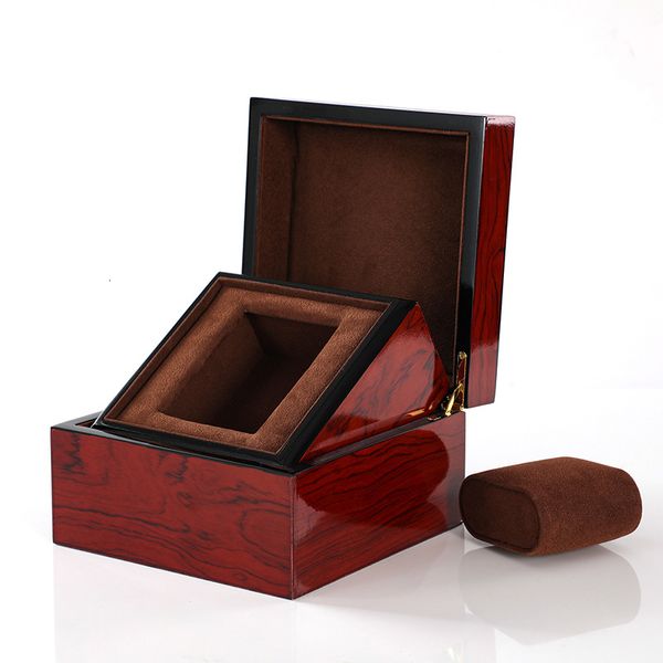 Scatole per orologi Custodie Vernice per cottura in legno Vino rosso Scatola per orologi Bracciale in pelle Cuscino Bracciale Scatola porta orologi Porta orologi Confezione regalo all'ingrosso 230211