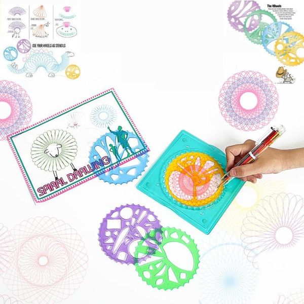 Gemälde Lustige ineinandergreifende Zahnräder Räder Spirograph Zeichenspielzeug Set Kreatives Lernspielzeug für Kinder Malen Kinder