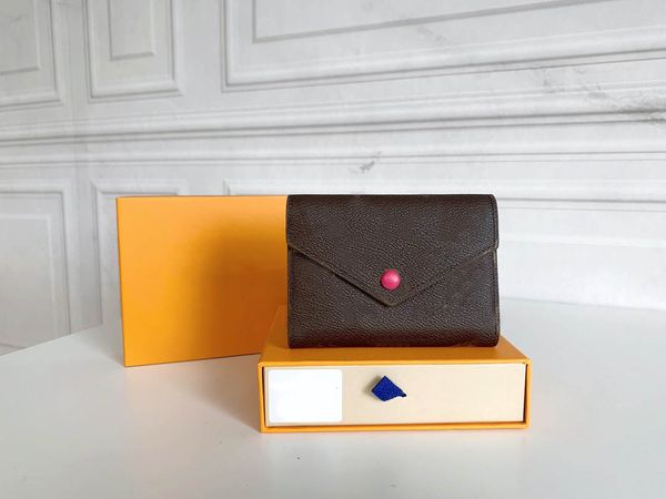 Tasarımcı Cüzdan Kadın victorine Çanta Kart Tutucu Louisity Metal Düğme Vutton Fransız Baskı Ekose Hakiki Deri Küçük Para Çantaları Kutusu Ile Lüks Cüzdanlar