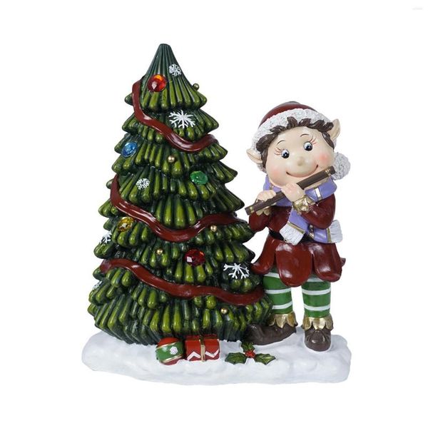 Decorações de Natal, mesa de natal decoração de árvore flauta elfo ornamento para férias de festa