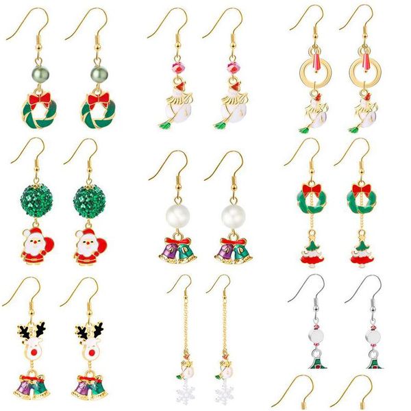 Stud Christmas Drop Creativo Nuovi orecchini lunghi a olio Semplici calzini con stampella di renna fresca Accessori Yiwu Dhwtk