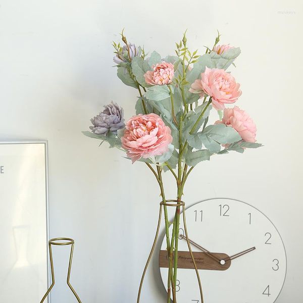 Dekorative Blumen Macaron Künstliche Blume Gefälschte Western Rose Pfingstrose Braut Hochzeit Home Decor DIY Kranz
