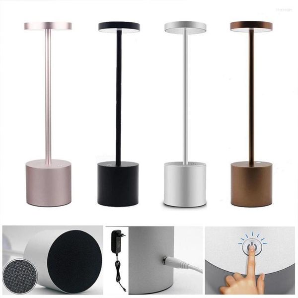 Lâmpadas de mesa Lâmpada sem fio Lâmpada USB LED LED portátil portátil Três cores escurecem a luz pequena para o quarto