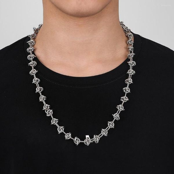 Cara punk punk metal trança nó colar para homens mull silver cor weave weave chunky collier boate jóias de festa