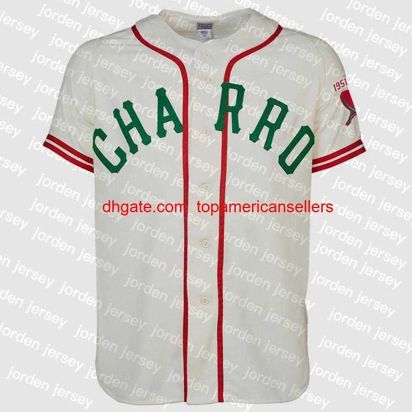 Özel Beyzbol Formaları Brownsville Charros 1951 Home Jersey% 100 dikişli nakış s vintage herhangi bir isim numb