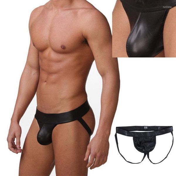 Unterhosen 2023 Herren Kunstleder Sexy Dessous Jockstrap Unterwäsche Erotische Höschen Männliche Tangas