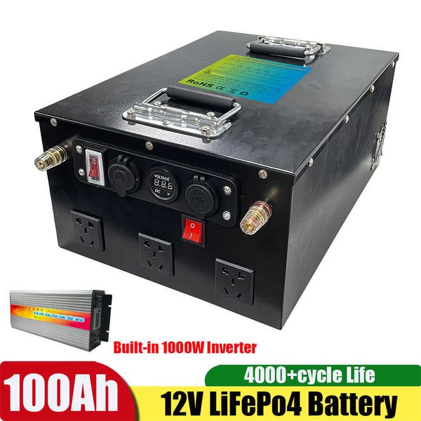 Power Bank Station 12V 100Ah Lifepo4 Akku 12V 500W bewertet 1000W Peak Inverter wiederaufladbare Batteria für Outdoor-Camping