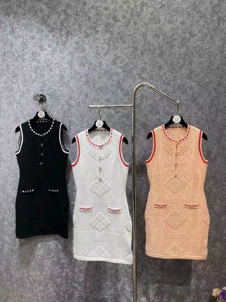 Vestidos de malha femininos de grife de letra cl￡ssica de moda de moda de moda casual Top temperamento Socialite Slim Show Vestido de Viagem de malha