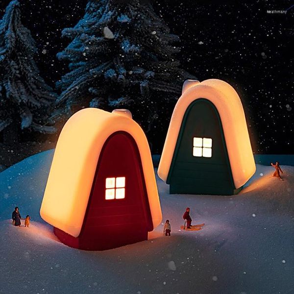 Nachtlichter, wiederaufladbar, Silikon-Licht, Schneehaus, Kinder, Geburtstag, Weihnachten, Geschenk, Lampe, 3 Helligkeitsstufen, Pat 5 W, 400 mAh