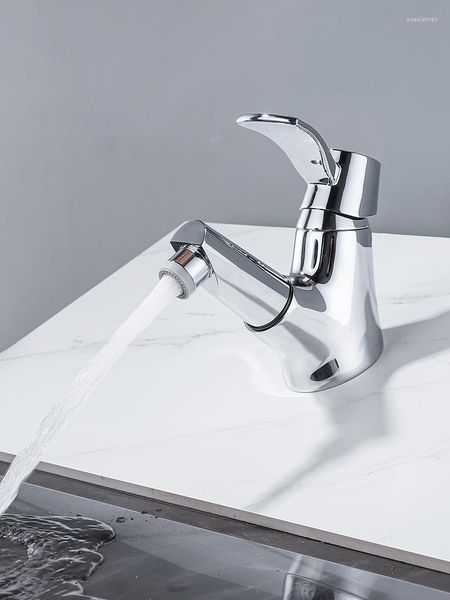 Torneiras de pia do banheiro Moda Cromo cromado Brass Pull Basin Mixer Tap Taça fria Torneira de boa qualidade All Copper