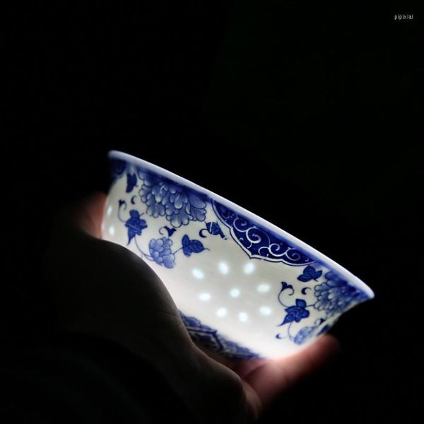 Ciotole Bone China Ceramica Fashion Stoviglie Squisite stoviglie in porcellana Ciotola per zuppa di riso Dessert Lucky Ruyi Flower Pattern