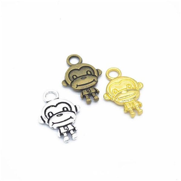 Charms 300 PCs /LOT Monkey Pinging 23x15mm Antique Sier Bronze Gold 4 Cor para Op￧￣o Drop Delivery 202 DHTOL