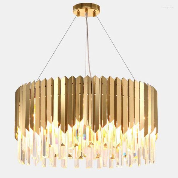 Lampadari Lampadario di cristallo moderno per soggiorno Foyer di lusso a sospensione Apparecchio di illuminazione in oro per ristorante LED