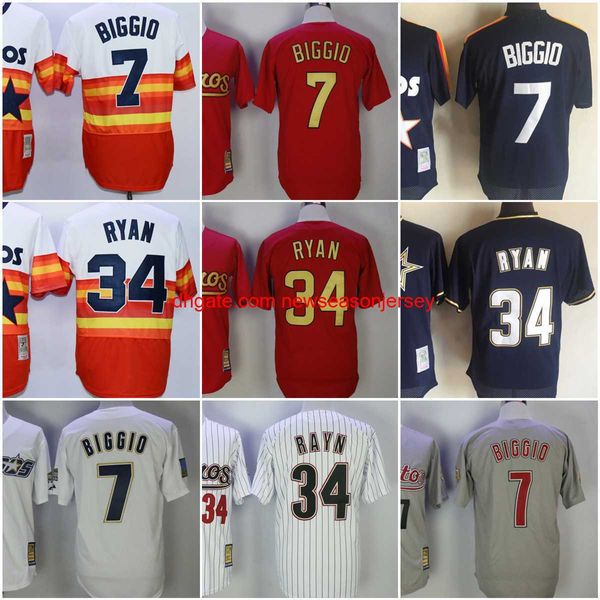 NUOVA maglia da baseball College Vintage Mitchell e Ness 34 Nolan Ryan 2002-2012 7 Craig Biggio 2006 1981