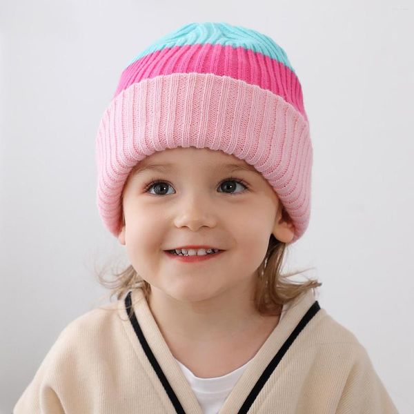 Berets Marke 0-8 Jahre alt Baby Beanie Hüte Herbst Winter Warme Solide Acryl Gestrickte Slouchy Beanies Für Kinder schnee Skullies