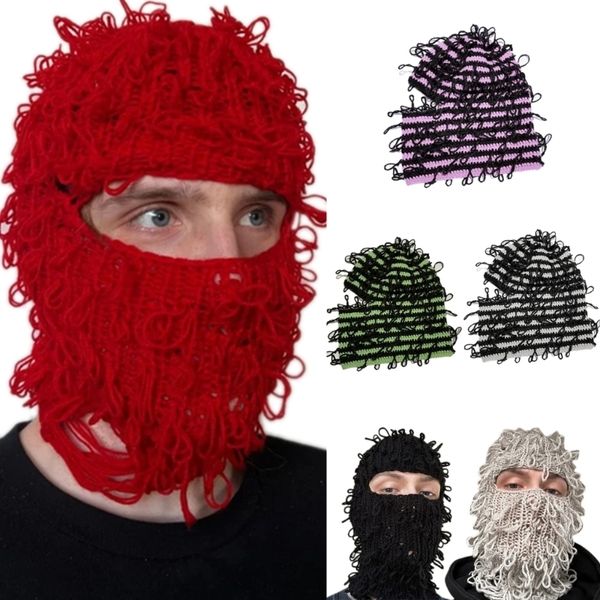 Beanie/Totenkopfkappen, gruselige Strickmütze, Halloween, unordentliche Spulen, Geister-Sturmhaube, Kostümparty, Cosplay, Geisterparty-Hüte 230211