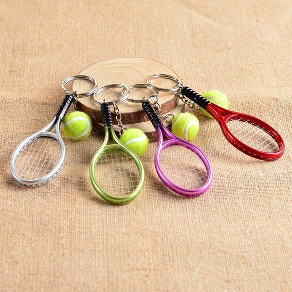 Keychains Fashion Sport Mini Tennis Schläger Anhänger Keychain Keyring Schlüsselkette Ringfinder Holer Accessoires Geschenke für Teenager Fan