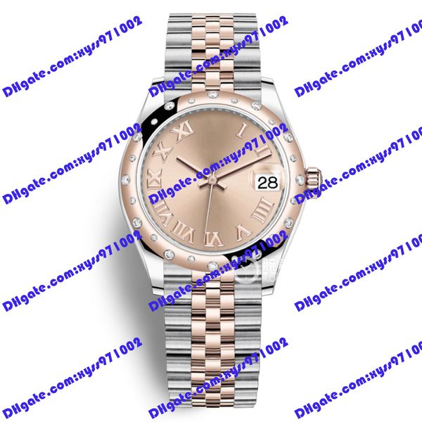 Relógio de alta qualidade 2813 Sports Sport Automatic Watch 278341 RELISÃO 31mm Dial romano rosa 18k Gold rosa Aço inoxidável Banda de relógio de diamante Sapphire Glass M278341RBR Watch