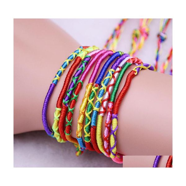 Catena a maglie All'ingrosso Donna Uomo Fai da te Fascino Bracciale a corda Colore casuale Gioielli Lotti Treccia Fili Cavo dell'amicizia Regalo fatto a mano Goccia D Dhsru