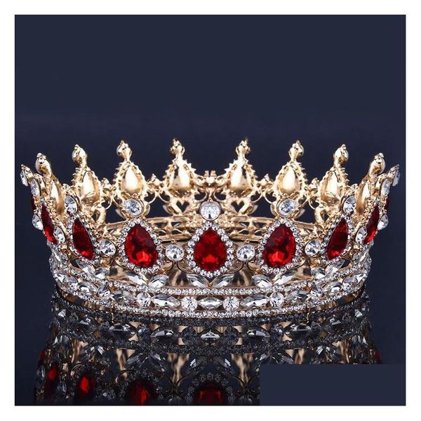 Cabe￧as de cabe￧a Coroa de noiva de luxo Cristais de strassina coroas reais da princesa Crystal Hair Acess￳rios Party Tiaras Quin Dhi6w