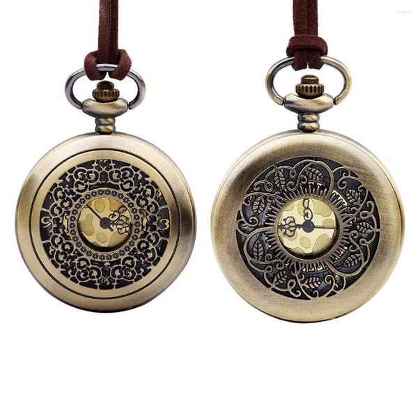 Orologi da taschino Uomo Donna Quarzo Fob Orologio Collana in titanio Ciondolo Mini Oracle Colore ottone antico Design retrò