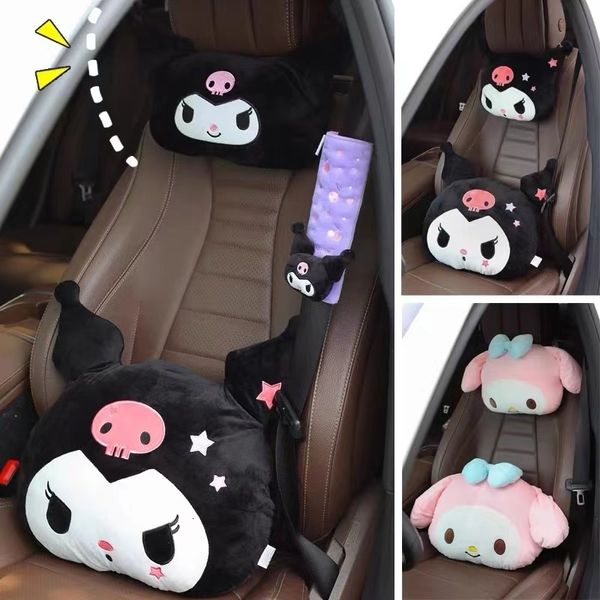 Dolls de pelúcia de desenho animado fofo Kuromi Segurança de segurança Tampa das ombros de cinto de segurança Proteção Back Cushion Push My Melody Kawaii Decoração de carro 230211