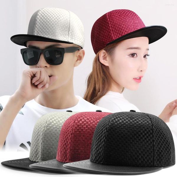 Ballkappen Koreanischer Stil Herren- und Damen-Hiphop-Flachkrempe-Mütze Frühling Sommer Herbst Winter Baumwolle Leinen Plaid Atmungsaktive Baseb