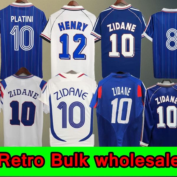 1998 Frankreich Retro-Fußballtrikots 1982 84 86 88 90 96 98 00 02 04 06 ZIDANE HENRY MAILLOT DE FOOT POGBA Fußballtrikot REZEGUET DESAILLY französischer Verein Klassisches Vintage-Trikot