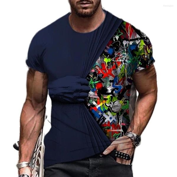 Erkekler Tişörtleri Nefes Alabilir 3D Dijital Baskı T-Shirt Erkekler Pulllover Kısa Kollu Spor Gömlek Yaz Tee Tips Giysileri Erkek