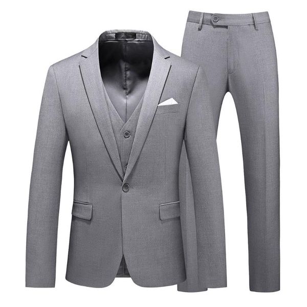 Abiti da uomo blazer classico maschile da uomo da 3 pezzi per sposo per matrimoni slim fit da ballo smoking grigio nero