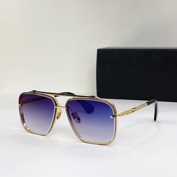 Vintage-Sonnenbrille, quadratisch, Damen-Sonnenbrille, Modedesigner-Sonnenbrille, luxuriöse Sonnenbrille mit goldenem Rahmen, UV400, Farbverlauf, Mach Six, DITA, randlose Linse