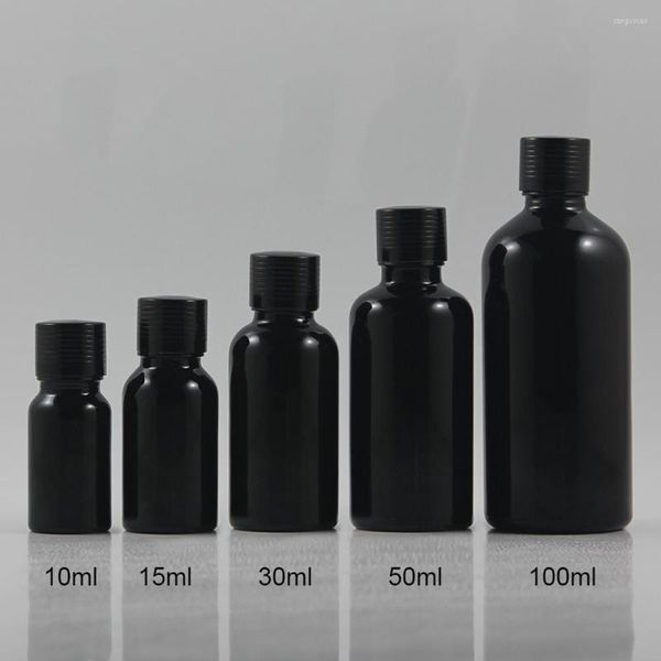 Бутылки для хранения пустые глянцевые черные 10 мл стеклянные стеклянные бутылки с вставкой для вставки для упаковки эфирного масла