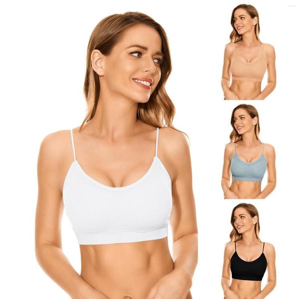 Yoga-Outfit, 1 Stück, V-Ausschnitt, gepolsterter Sprot-BH für Damen, Cami Bando, zum Schlafen, mit elastischen Trägern, Bralettes, 90er-Jahre-Bandeau-Top