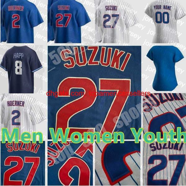 Maglie da baseball personalizzate Maglia Andrelton Simmons Nick Madrigal Seiya Suzuki Kyle Hendricks Marcus Stroman Willson Contreras David