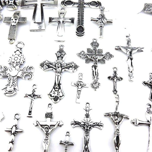 Charms Mix Stile Gothic Religiöses Jesus Kreuz für Schmuckherstellung Diy Goth Punk Frauen Anhänger Collier Ohrringe Großhandel BulkCharms