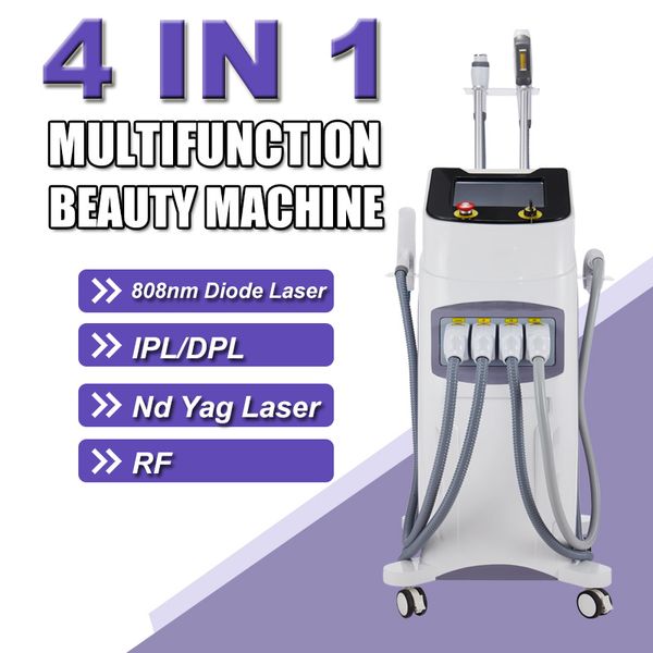 IPL Haarentfernungsmaschine 808nm Diodenlaser Nd Yag Laser Sommersprossen-Narben Remover RF Multifunktion Beauty Anti-Falten-Haut-Verjüngungsausrüstung Salon Home Gebrauch