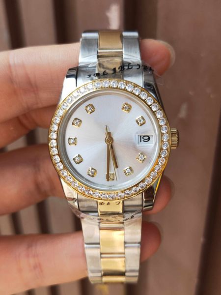 31mm Orologi da donna alla moda Lunetta con diamanti Orologio meccanico automatico da donna Abito in acciaio inossidabile Designer Amante Coppie Stili Orologi da polso da uomo Orologio da polso da donna