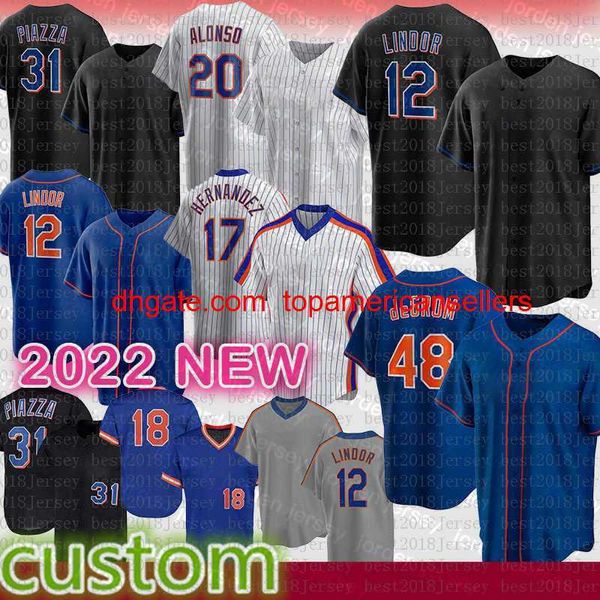 Benutzerdefinierte Baseball-Trikots New 2022 Jersey 20 Pete Alonso Darryl Strawberry 31 Mike Piazza Jacob deGrom Syndergaard Conforto