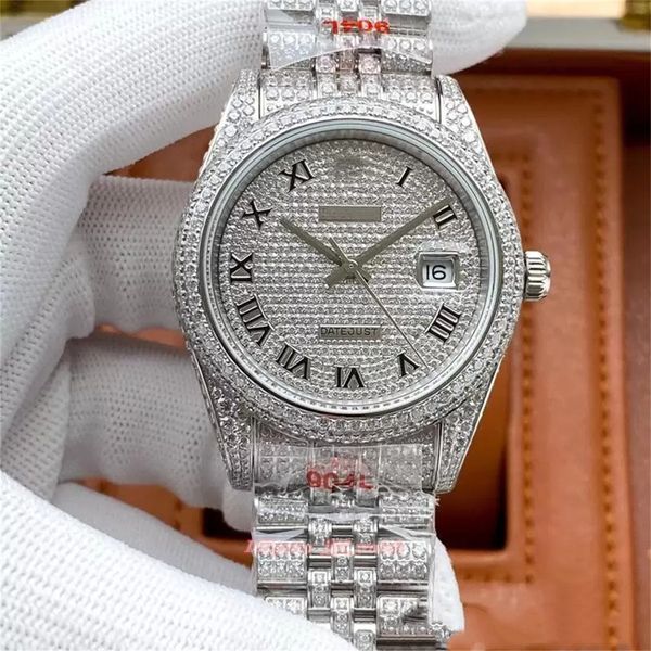 Swarovski Crystal Diamond Watch 41mm M￡quinas importadas totalmente autom￡ticas 3255 Caixa de a￧o inoxid￡vel