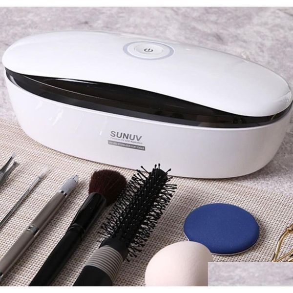 Nageltrockner SunUV UV-LED-Sterilisatorbox für 59S Schönheitsrasierer Pflege Maniküre Desinfektion Reinigungsgerät Werkzeuge Make-up-Pinsel Drop DH6PJ