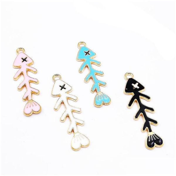 Charms 100pcs/lote peixe charme pendente pingente de pulseira suprimentos artesanal de ouro 11x35mm entrega 202 dhmrf