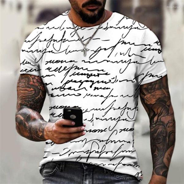 Herren-T-Shirts, Herren-Sommer-3D-Digitaldruck, Harajuku-Buchstabenmuster, kurzärmelig, urban, große Größe, Jugend-Freizeit-T-Shirt