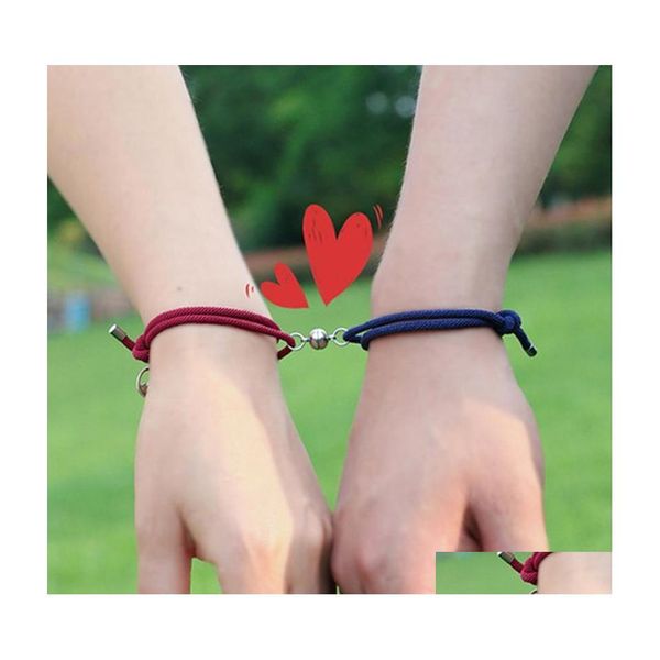 Link cadeia corda pulseira casal casal feita ￠ m￣o combinando braslet infinito braclet de braceletes azuis pretos Lucky Drop entrega dhgwe