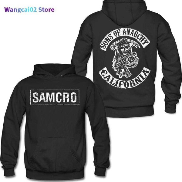 Moletons masculinos moletons do anarquia samcro dub lidado pull-over moletom com capuz 021323h