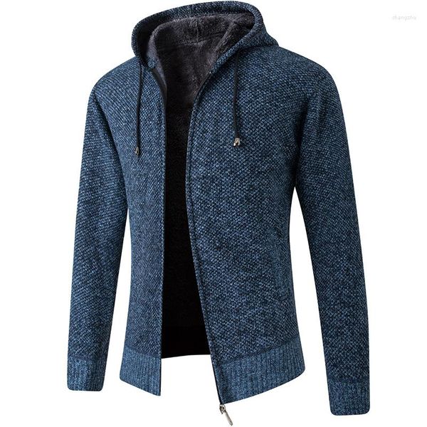 Herrenpullover M-4XL Herren Casual Hoodie Zip Up Sweatshirt Streetwear Strickwaren Männlicher Mantel Langarm Pullover Jacke Fleece Cardigan Mit